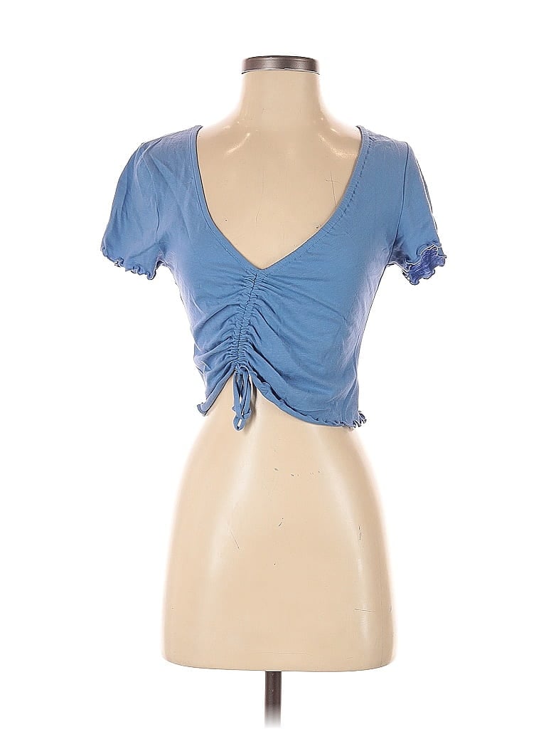 Le Lis Short Sleeve Top Blue Sweetheart Neckline Tops In Blue