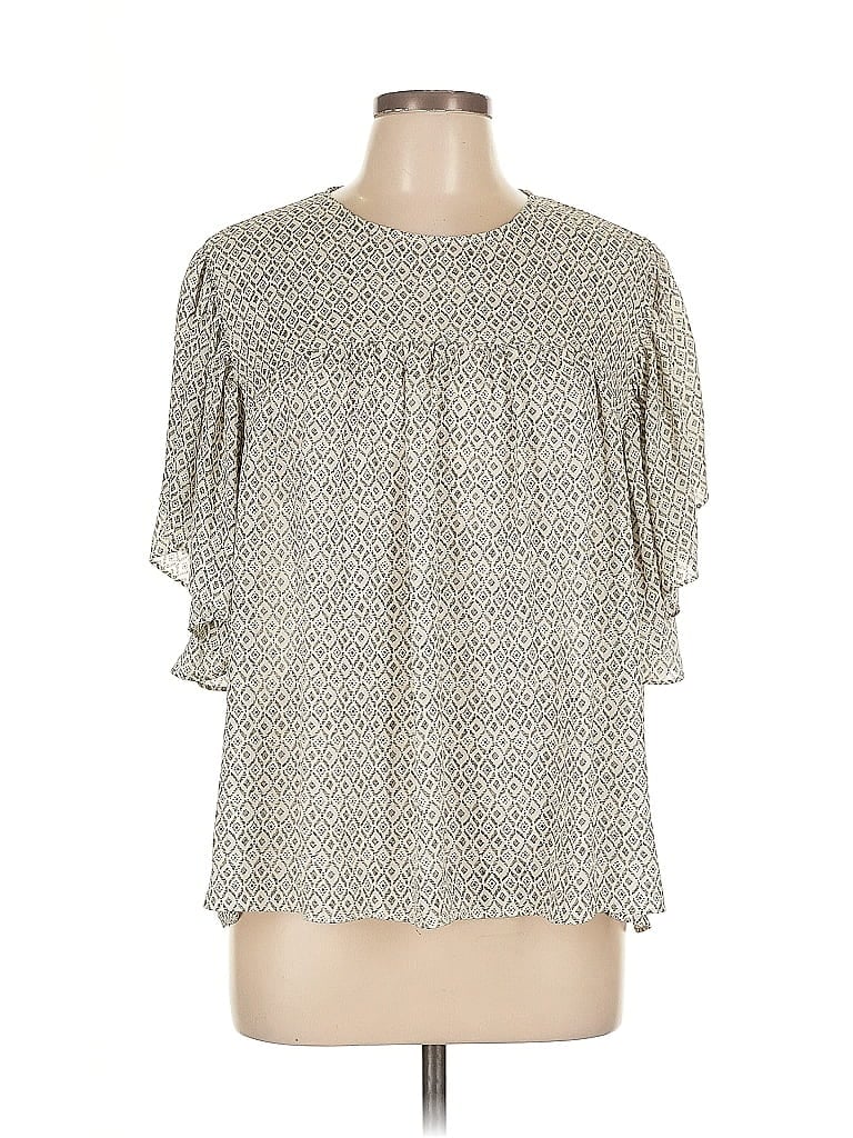 Pre-owned H&m Short Sleeve Blouse In White