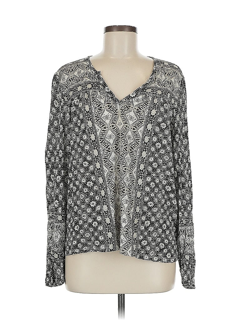 Pre-owned Lucky Brand Long Sleeve Blouse In Brown