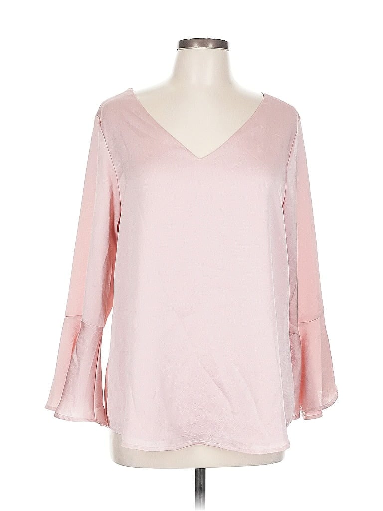 Pre-owned Roz & Ali Long Sleeve Blouse In Pink