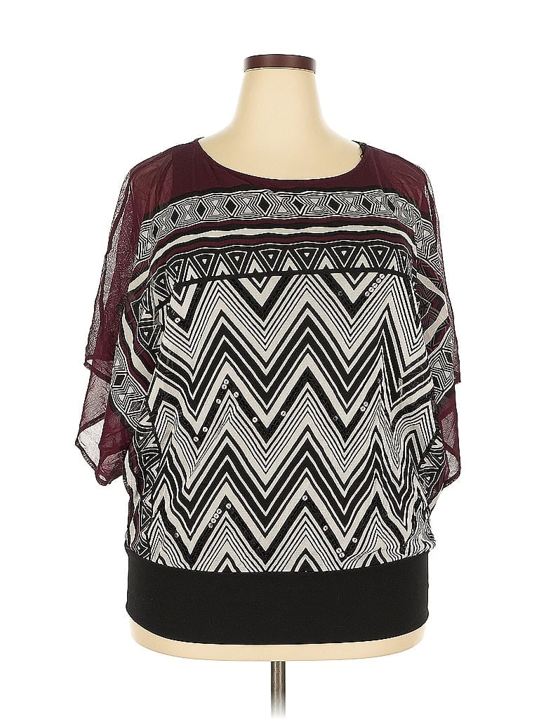 Pre-owned Alfani 3/4 Sleeve Blouse In Burgundy