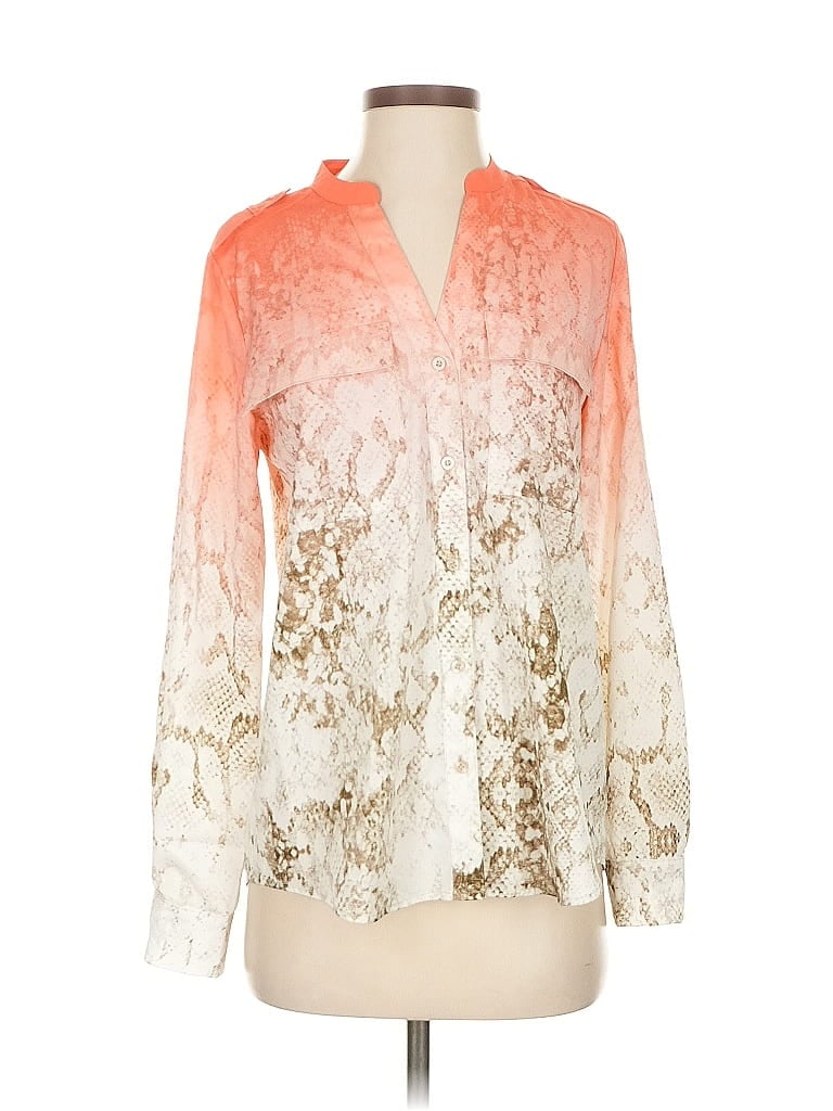 Pre-owned Calvin Klein Long Sleeve Blouse In Orange