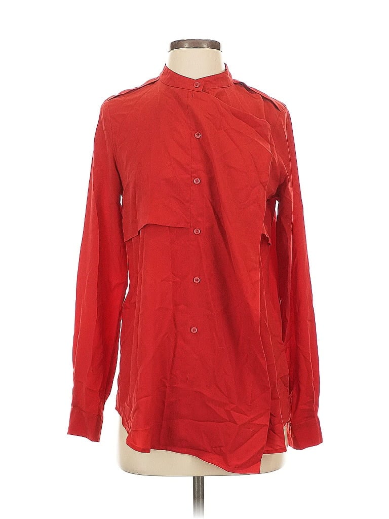 Pre-owned Mng Long Sleeve Button Down Shirt In Red
