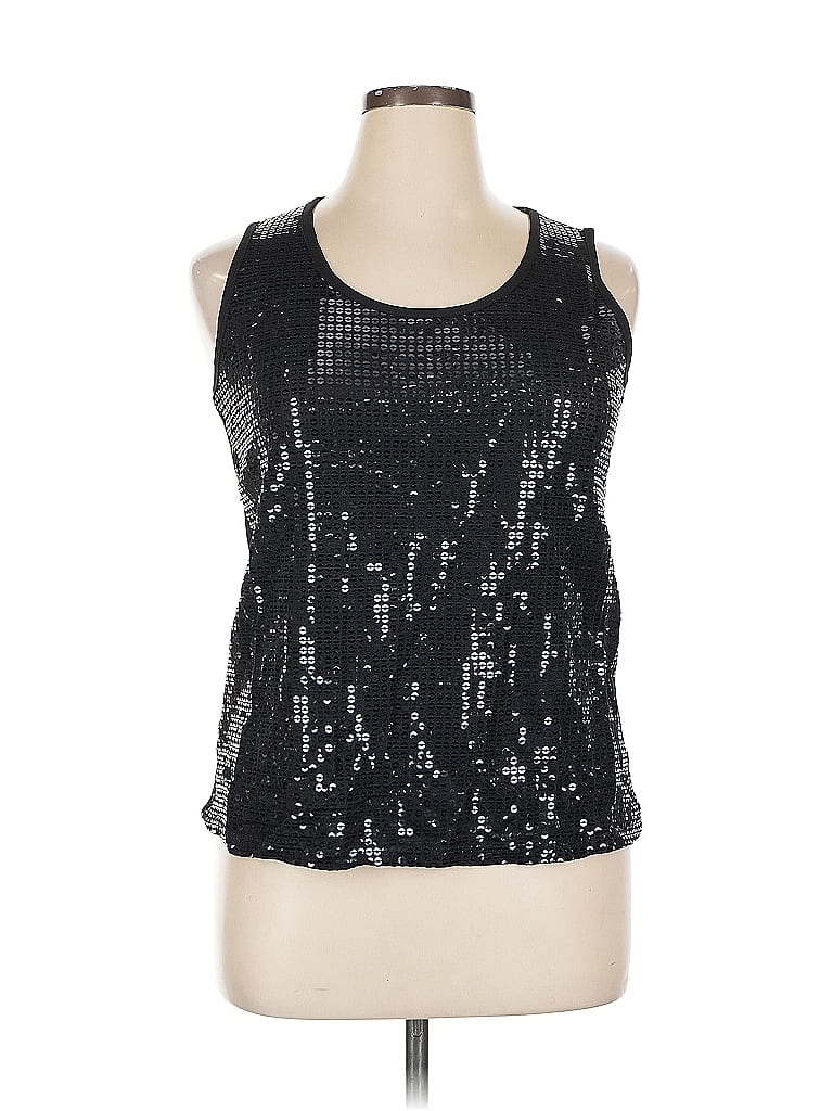 Pre-owned Slinky Brand Sleeveless Top Black Halter Neckline Tops
