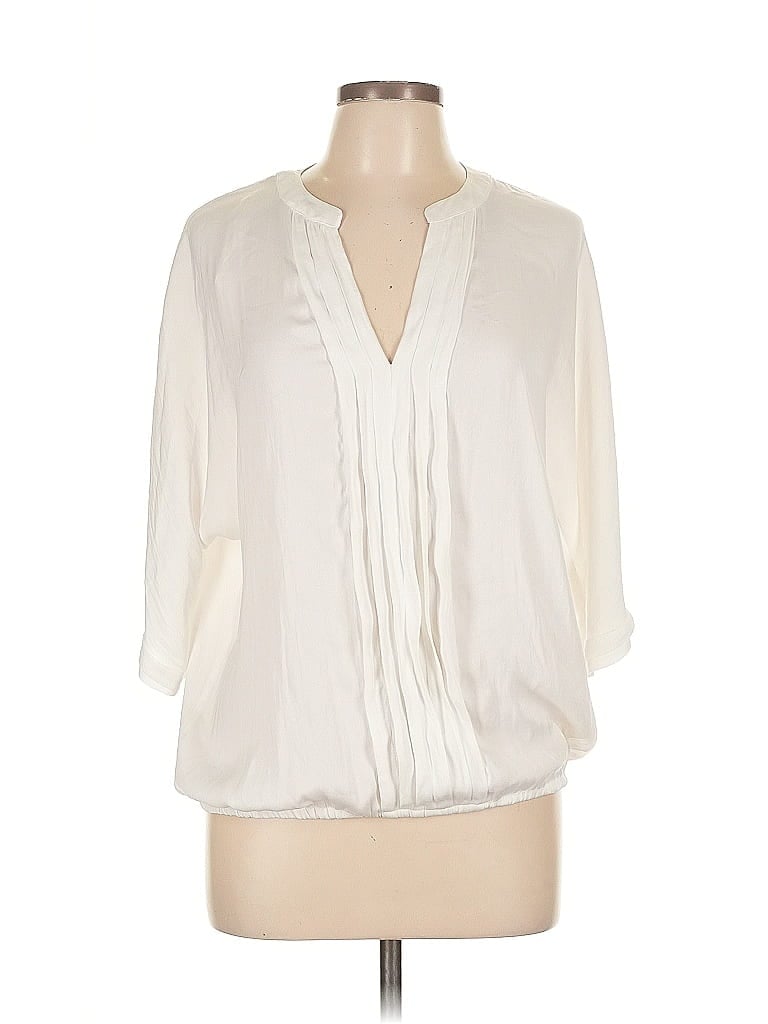Pre-owned A.n.a. A New Approach 3/4 Sleeve Blouse In White