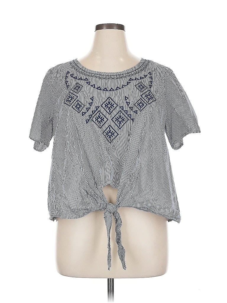 Pre-owned Lane Bryant Short Sleeve Blouse In Gray