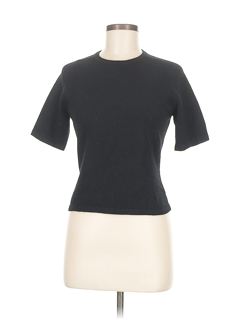 Click to view more detailed imagery on our partner's website Pre-owned Laura Ashley Short Sleeve Top Black Mock Neckline Tops