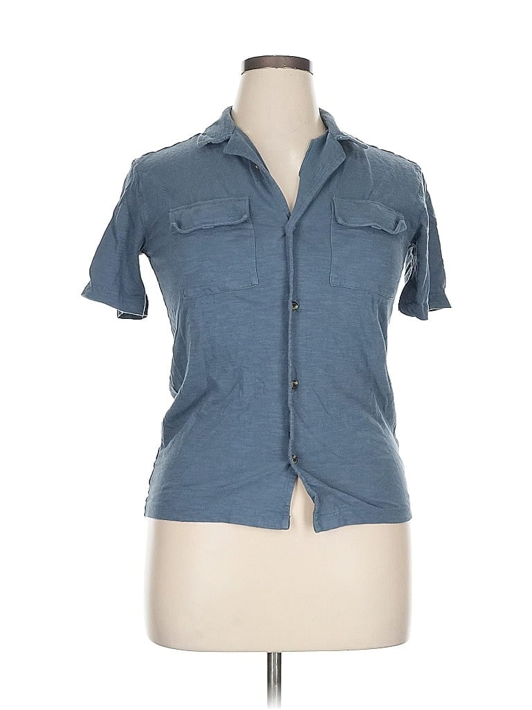 Pre-owned Old Navy Short Sleeve Blouse In Blue
