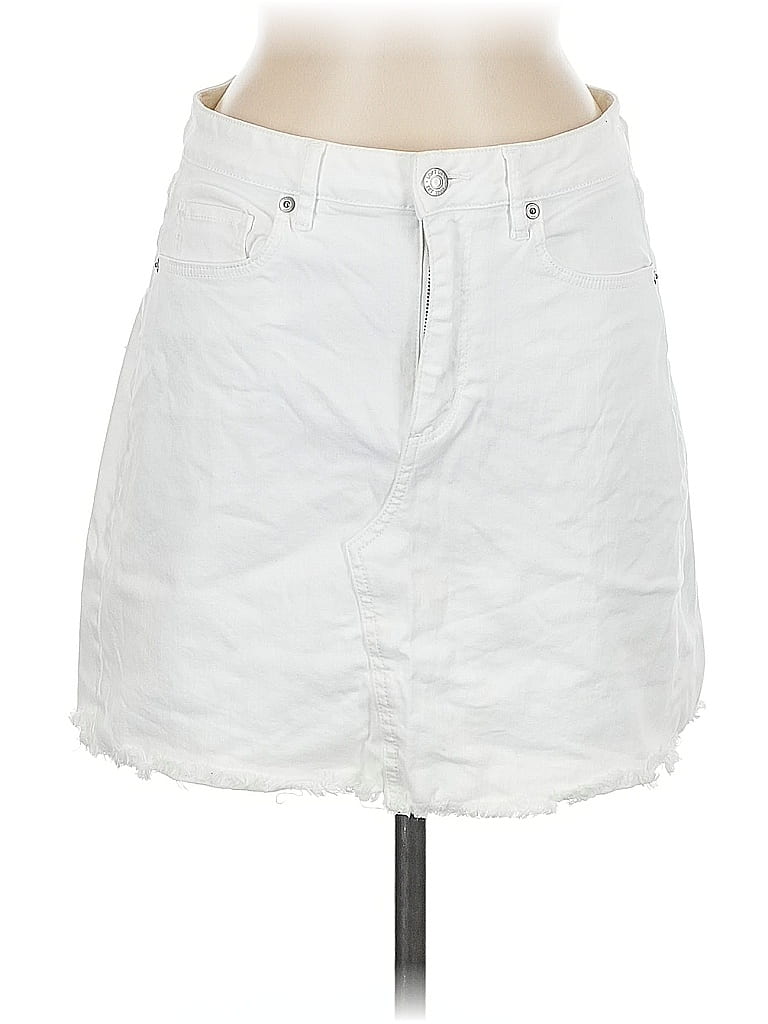 Pre-owned Ann Taylor Loft Denim Skirt In White
