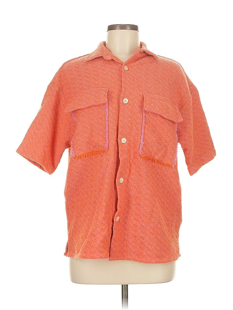Click to view more detailed imagery on our partner's website Pre-owned Zara Short Sleeve Button Down Shirt In Orange