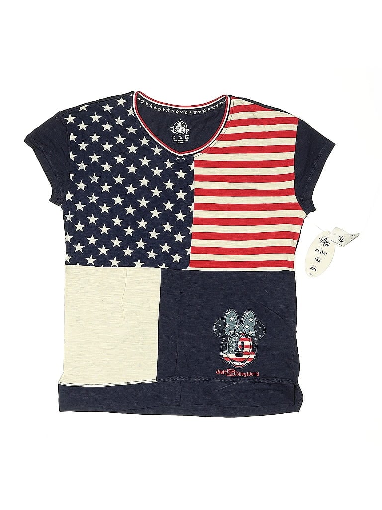 Pre-owned Disney Parks Kids' Short Sleeve Top Blue Crew Neck Tops