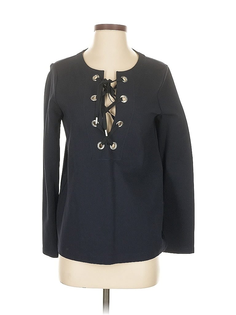 Pre-owned Theory Long Sleeve Blouse In Black