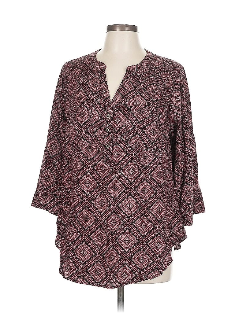 Pre-owned Torrid 3/4 Sleeve Blouse In Burgundy