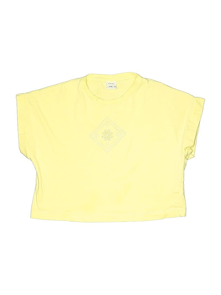 Pre-owned Zara Kids' Short Sleeve Top Yellow Crew Neck Tops