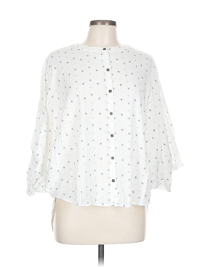 Pre-owned A.n.a. A New Approach 3/4 Sleeve Blouse In White