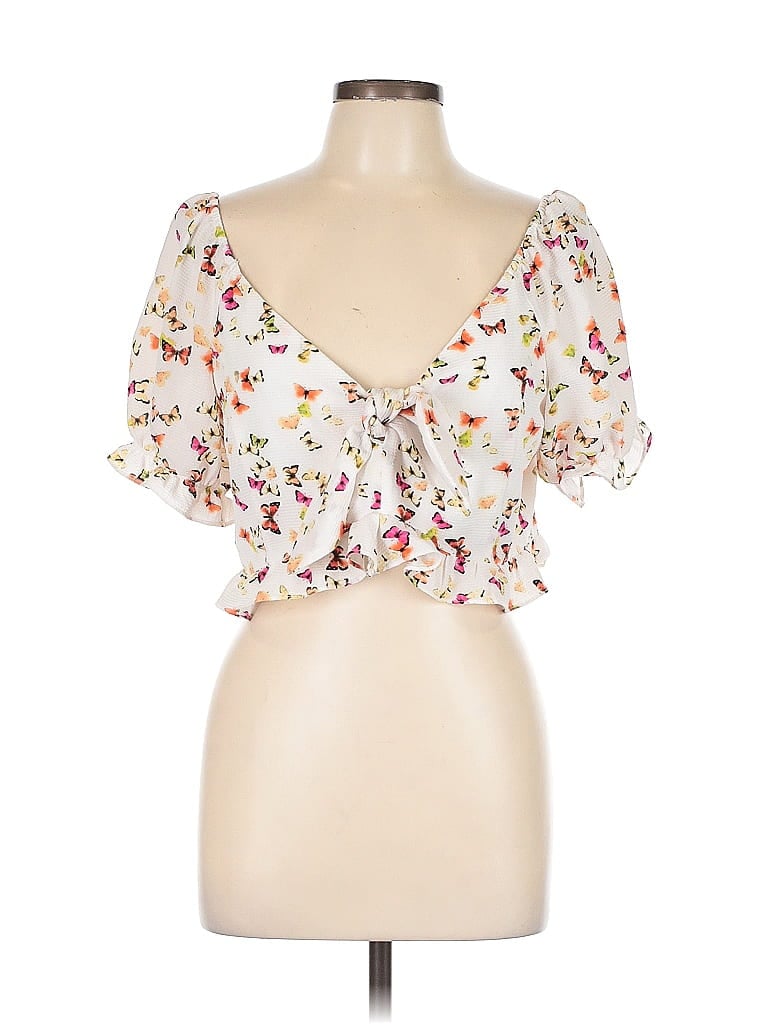 Pre-owned Bcbgeneration Short Sleeve Blouse In White