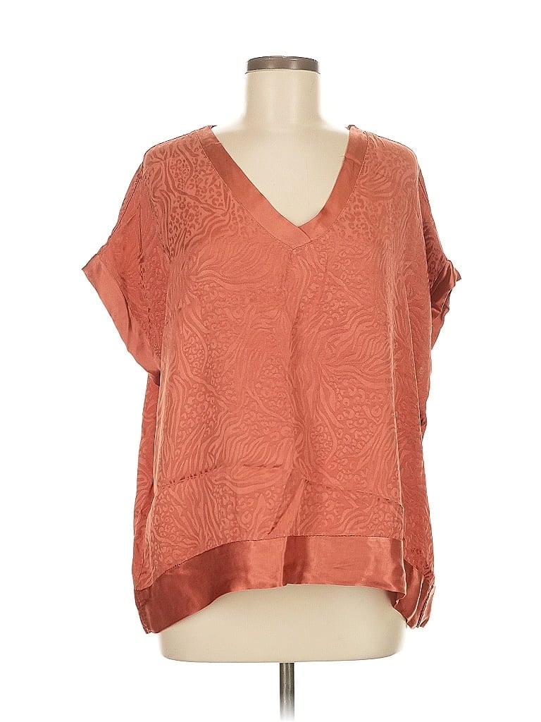 Pre-owned Unbranded Short Sleeve Blouse In Orange