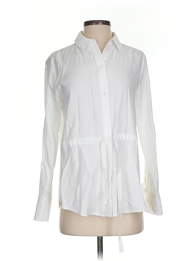 Pre-owned Theory Long Sleeve Button Down Shirt In White