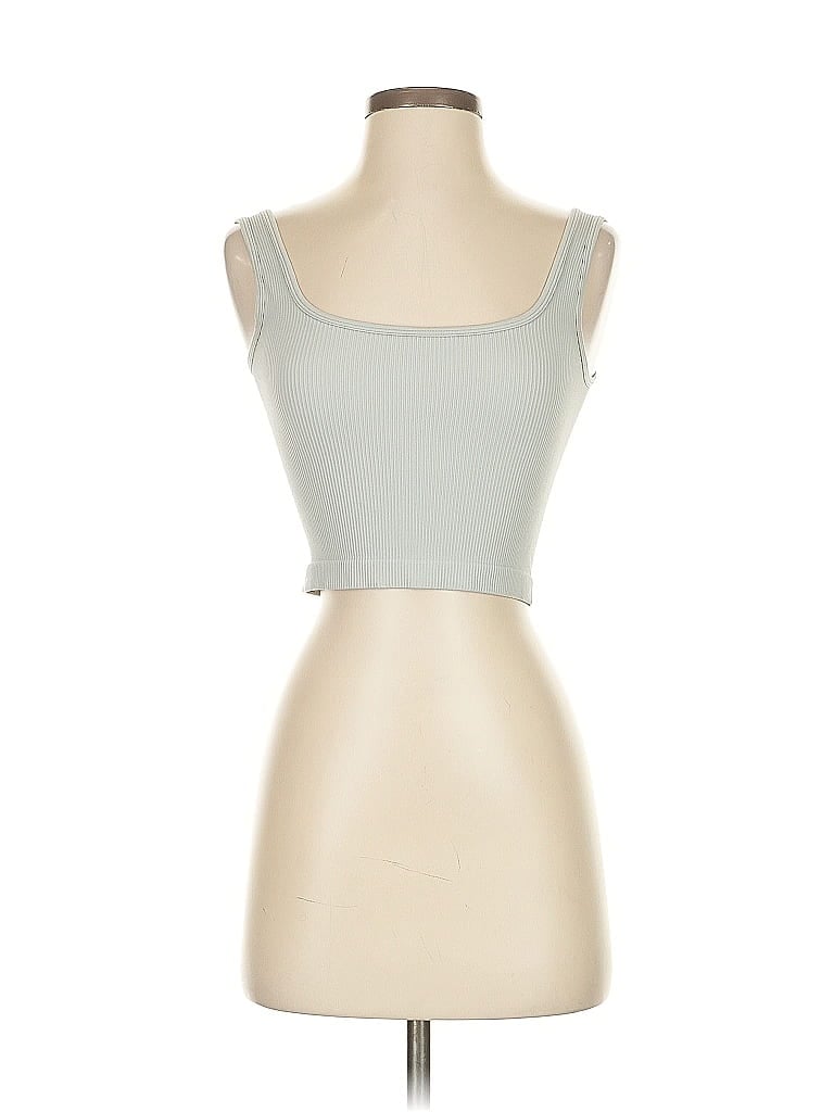 OQQ Pre-owned Tank Top Silver Strapless Neckline Tops