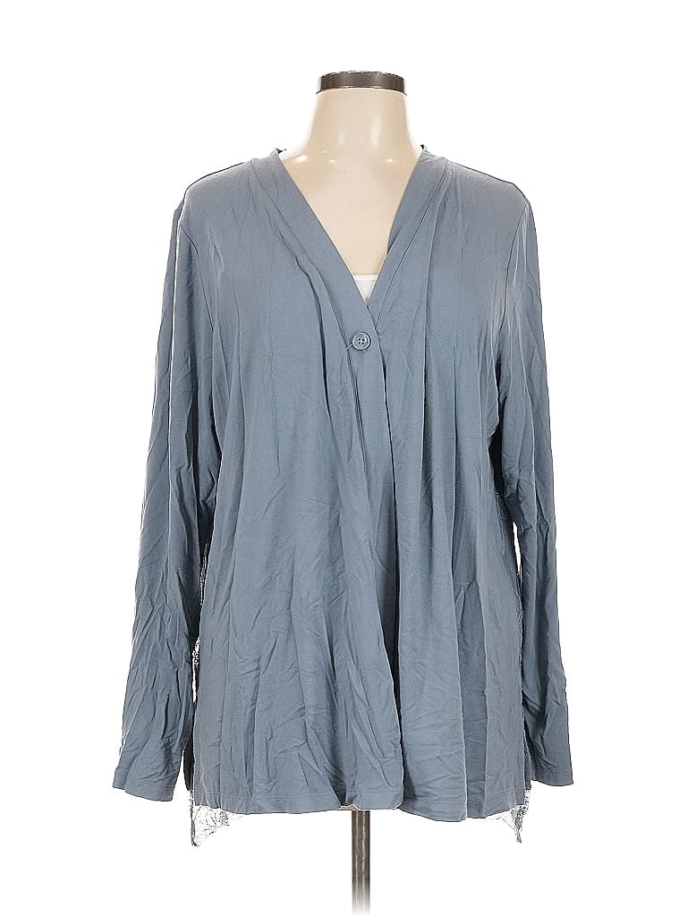 Click to view more detailed imagery on our partner's website Pre-owned Logo By Lori Goldstein Cardigan Sweater In Blue