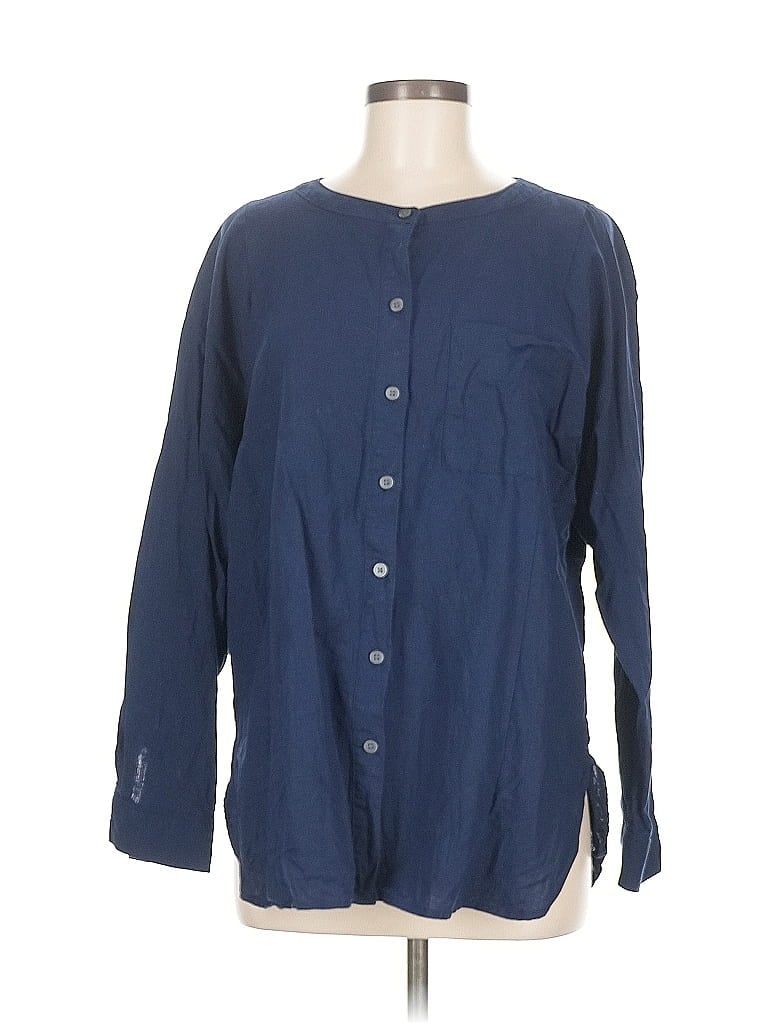 Pre-owned Ann Taylor Loft 3/4 Sleeve Button Down Shirt In Blue