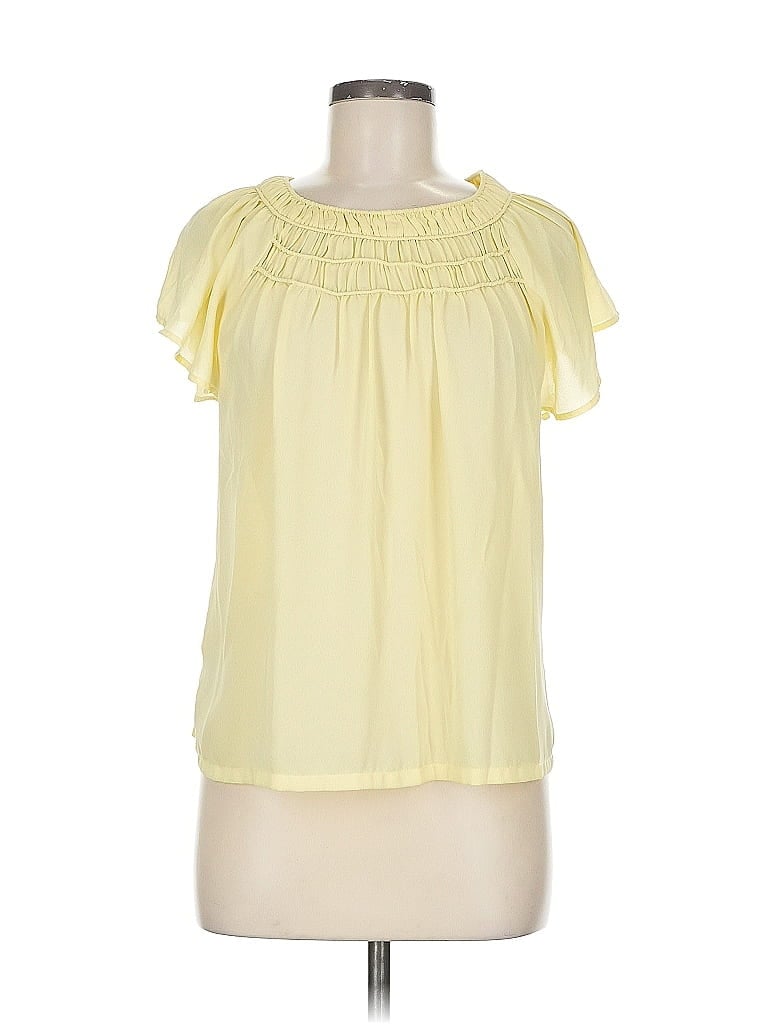 Pre-owned Ann Taylor Loft Short Sleeve Blouse In Yellow