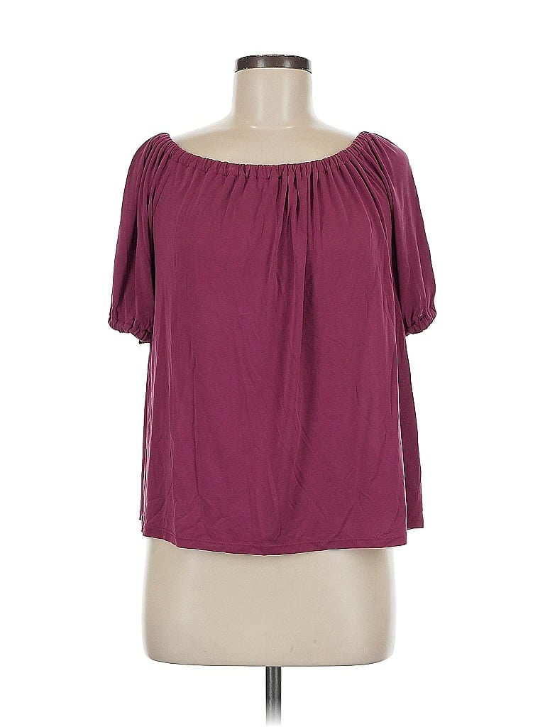 Pre-owned Ann Taylor Loft Short Sleeve T-shirt In Burgundy
