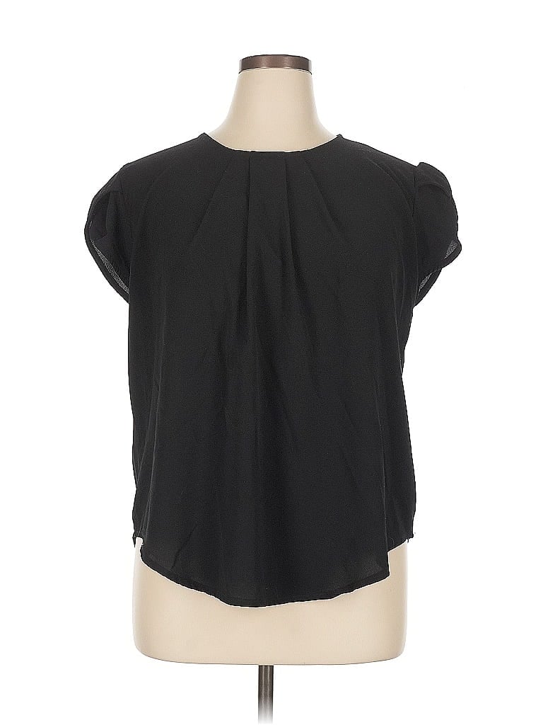 Pre-owned Shein Curve Short Sleeve Blouse In Black
