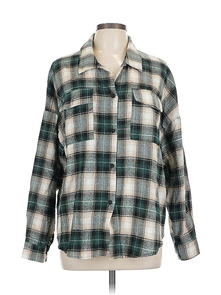 Pre-owned Unbranded Long Sleeve Button Down Shirt In Green