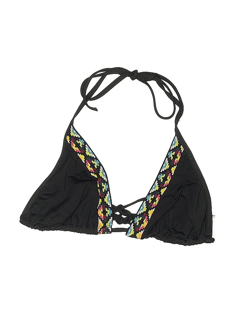 Pre-owned L*space Swimsuit Top Black Argyle Pattern Swimwear