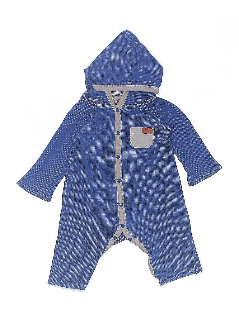 Pre-owned 7 For All Mankind Babies' Long Sleeve Onesie In Blue