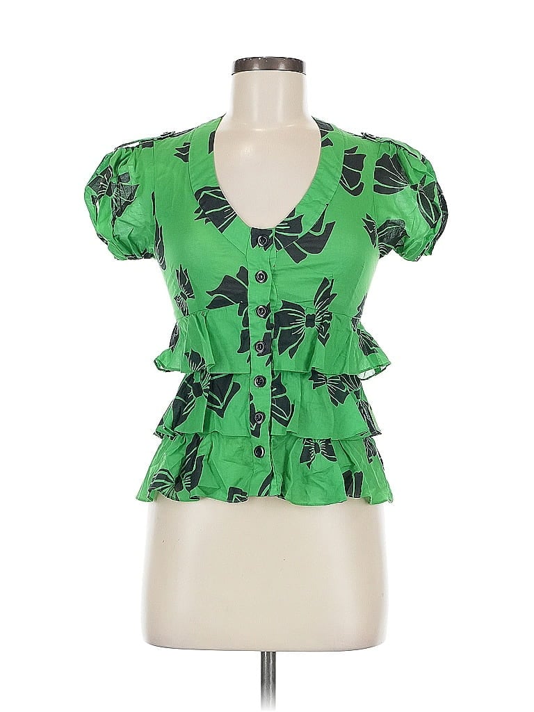 Pre-owned Nanette Lepore Short Sleeve Blouse In Green
