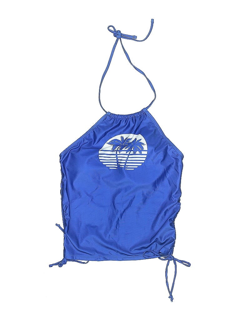 Pre-owned Unbranded Swimsuit Top Blue Graphic Pattern Swimwear