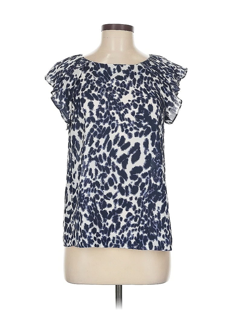 Pre-owned Zara Basic Short Sleeve Blouse In Blue