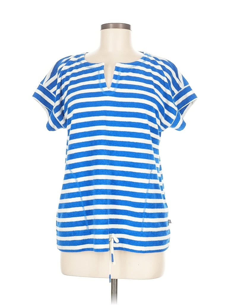 T by Talbots Stripes Blue Short Sleeve T-Shirt Size M - photo 1