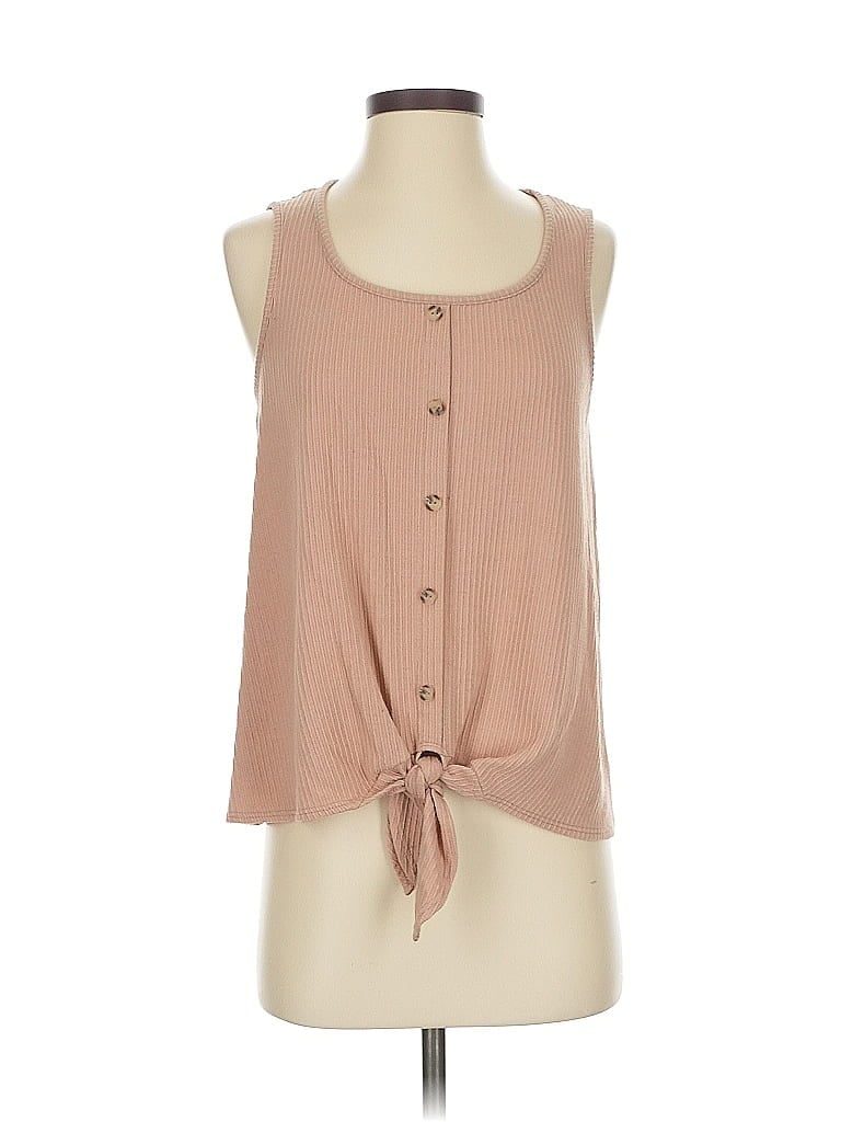 Pre-owned Assorted Brands Tank Top Tan Tie Neck Tops In Brown