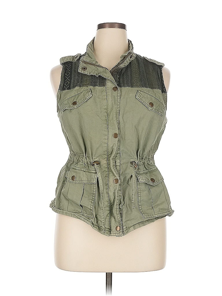 Pre-owned American Rag Cie Denim Vest In Green