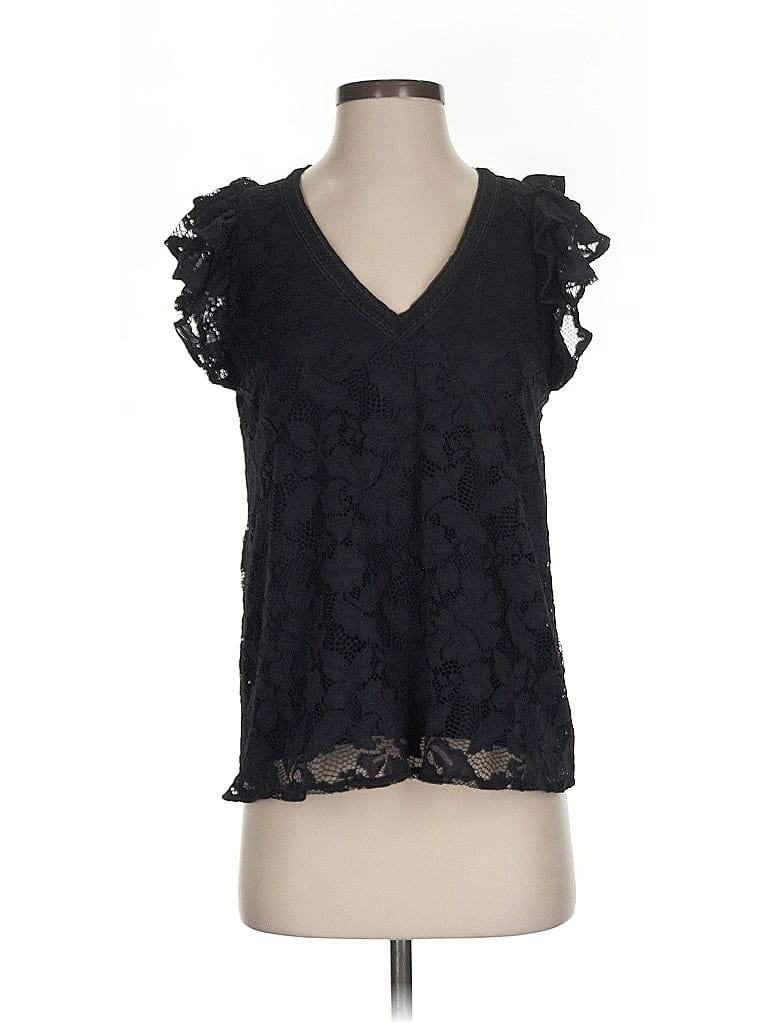 Pre-owned Gibson Look Short Sleeve Blouse In Black