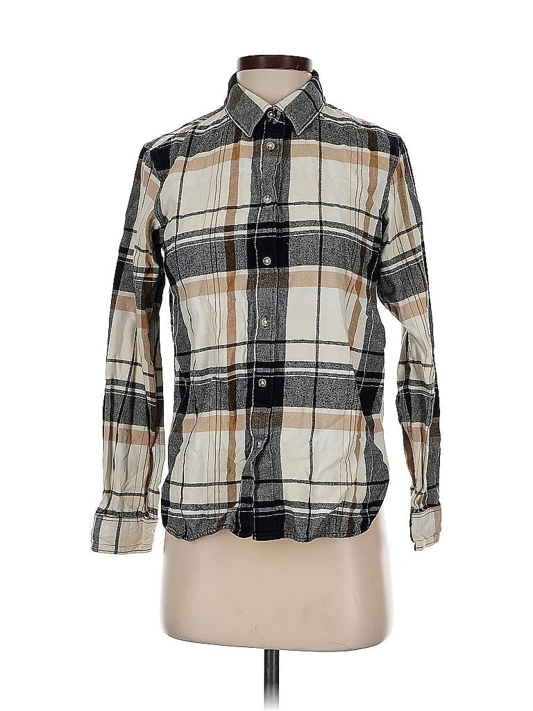 Pre-owned Uniqlo 3/4 Sleeve Button Down Shirt In White