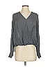 Otte 100% Silk Gray Long Sleeve Silk Top Size P (petite) - photo 1