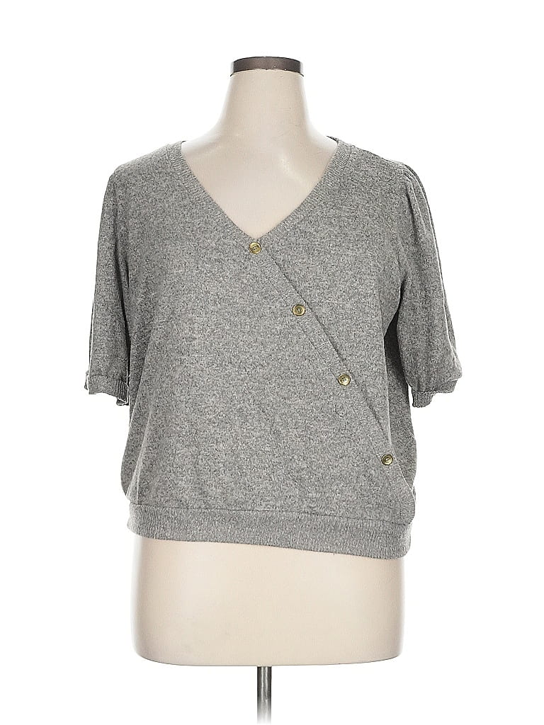 Pre-owned Adrienne Vittadini 3/4 Sleeve T-shirt In Gray