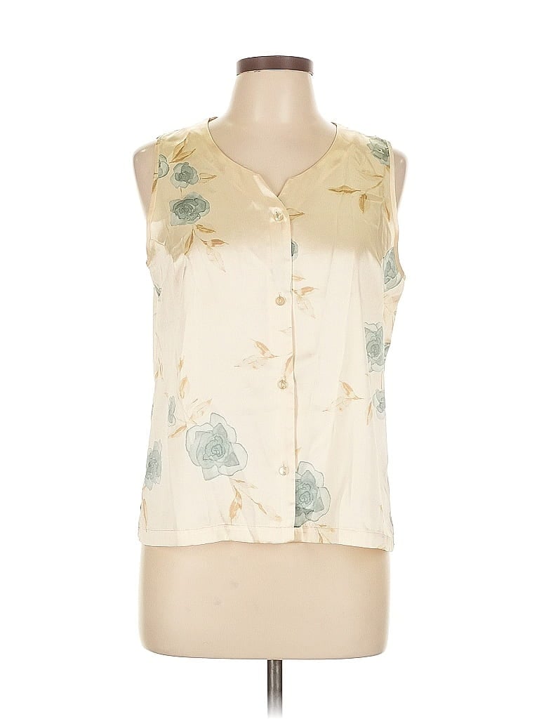 Pre-owned Jones New York Sleeveless Blouse In White