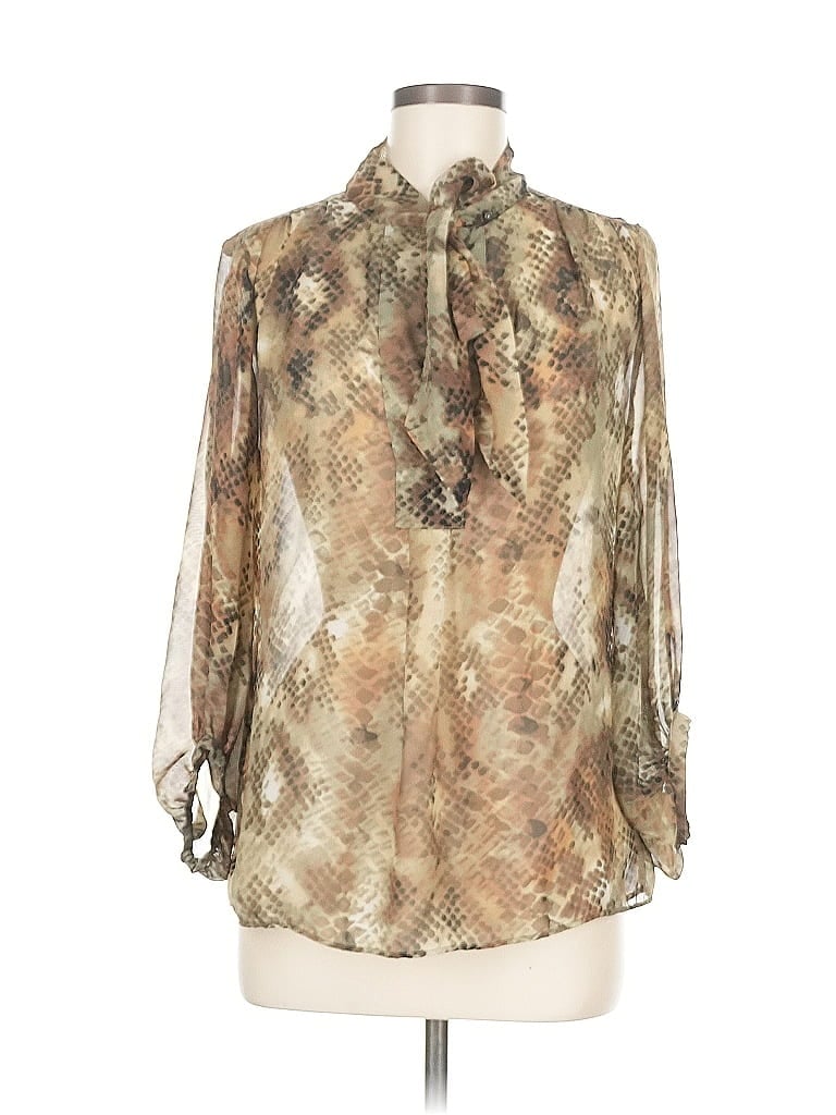 Pre-owned Jennifer Lopez Long Sleeve Blouse In Brown