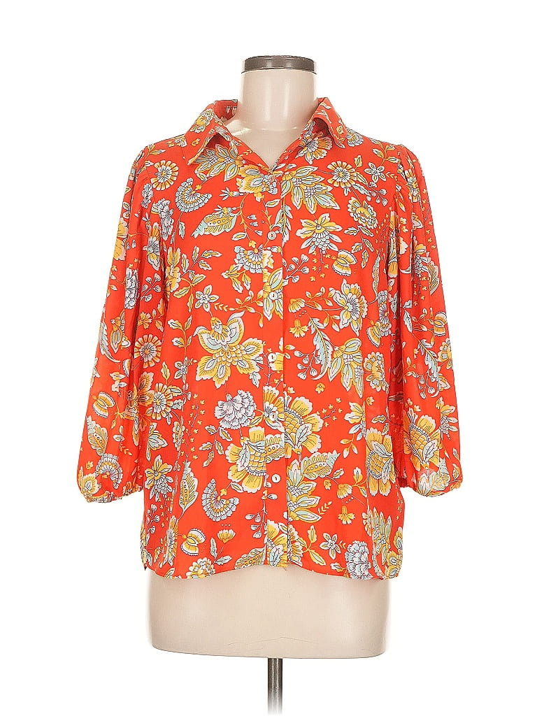 Click to view more detailed imagery on our partner's website Pre-owned Nanette Lepore 3/4 Sleeve Blouse In Orange