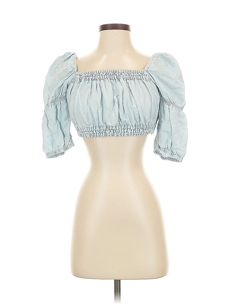 Pre-owned Zara 3/4 Sleeve Blouse In Blue