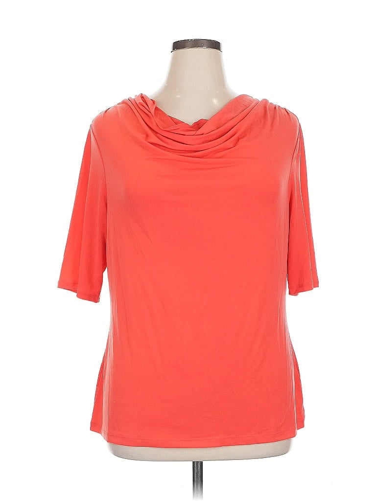 Pre-owned Simply Styled Short Sleeve Top Orange Cowl Neck Tops
