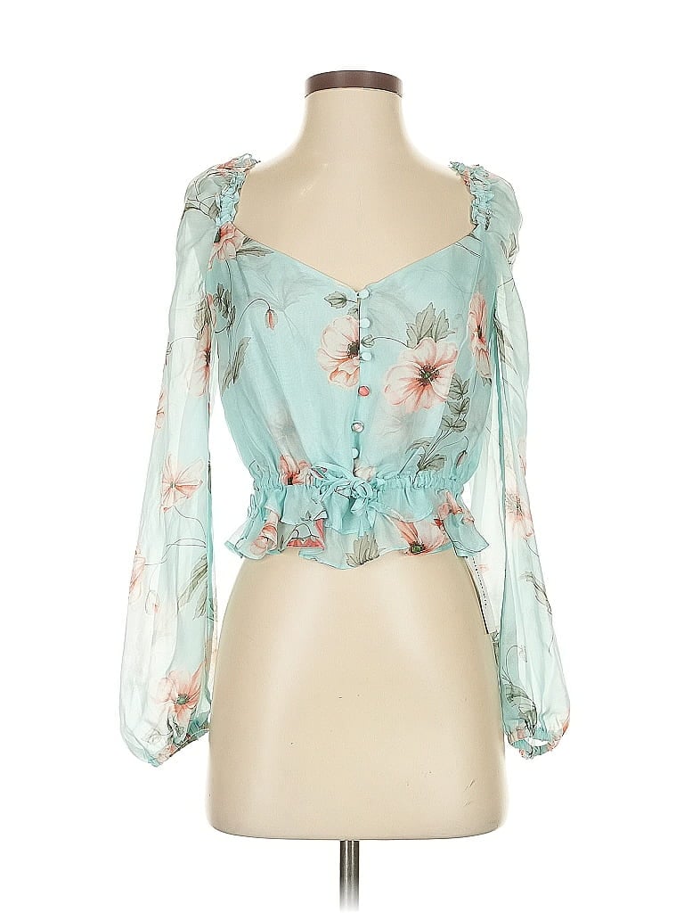 Pre-owned Intermix 3/4 Sleeve Blouse In Blue