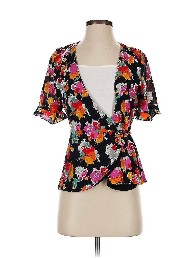 Pre-owned Trafaluc By Zara Short Sleeve Blouse In Black