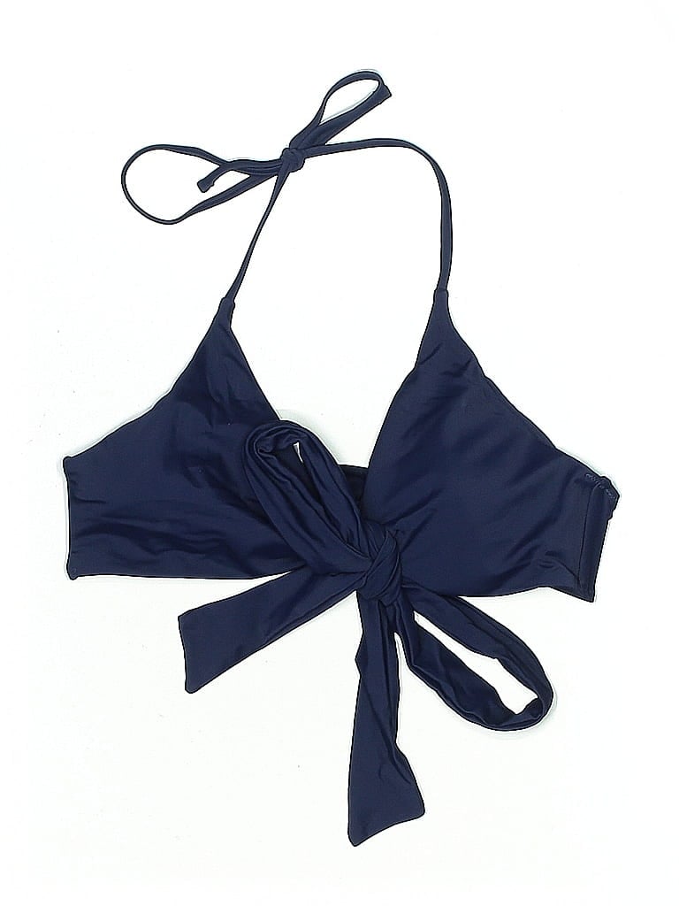 Pre-owned Shekini Swimsuit Top Blue Solid Pattern Swimwear