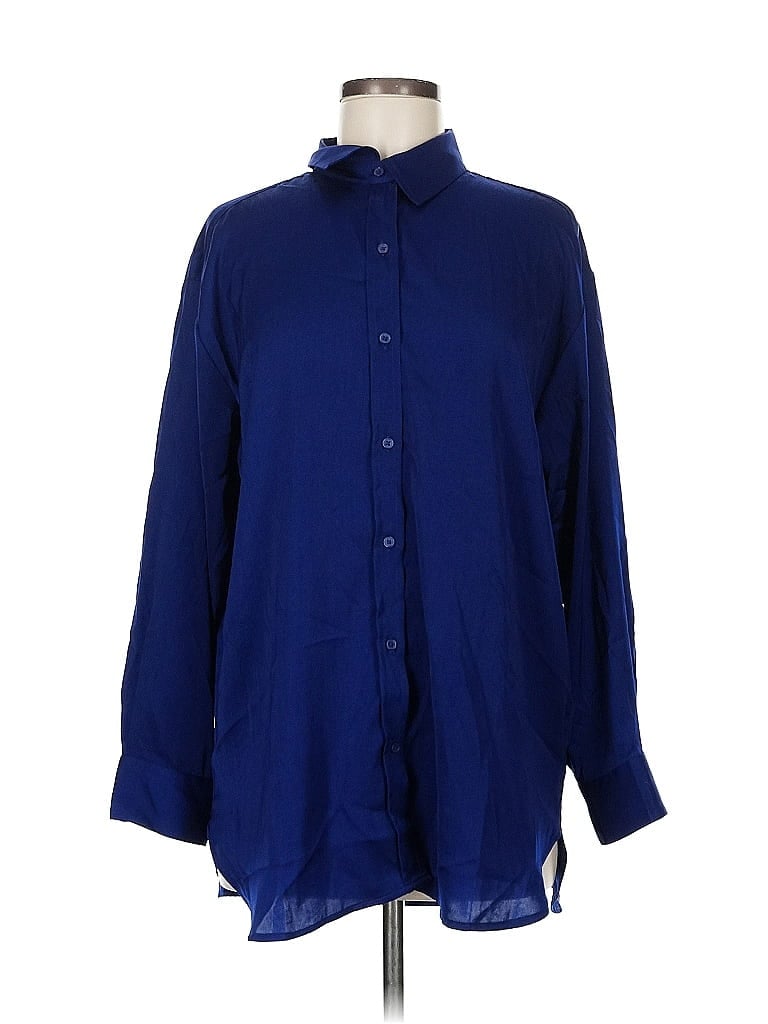 Pre-owned Banana Republic Factory Store Long Sleeve Blouse In Blue